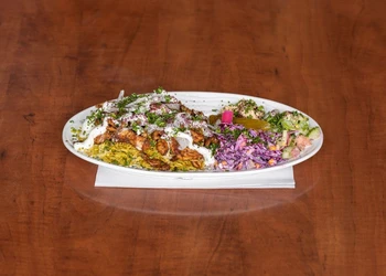 Chicken Platter at Kings Restaurant - chicken shawarma platter with rice and hummus